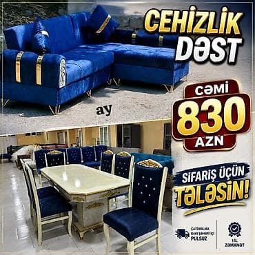 bağ stol: Cehizlik dəst Tərkibi: - Künc divan: parlaq qızılı detallı — 2