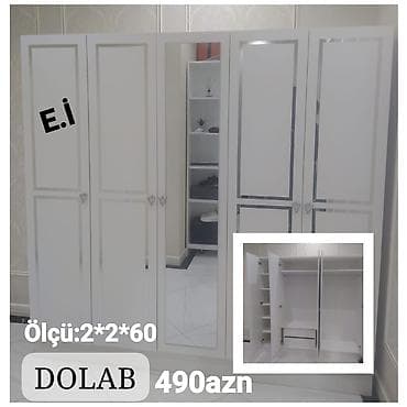 panelər: 5 qapı, Güzgülü, Ağ, Açılan, Düz dolab — 1