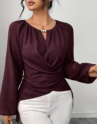 Svitşotlar: Bordo rəngdə qadın bluz - Yumşaq toxumalı, nazik və rahat parça - Ön — 4
