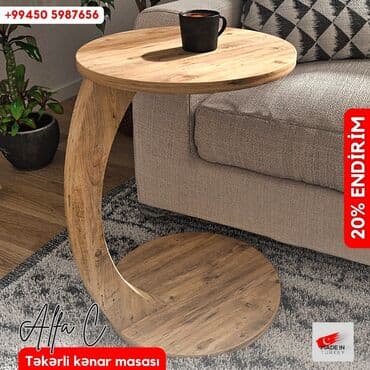 əncir cemi: Jurnal masası, Yeni, Açılmayan, Laminat, Yumru masa — 1