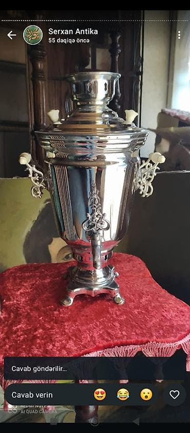 Klassik kömür/sobada yanan samovar - Material: parlaq lalafo.az -da Klassik kömür/sobada yanan samovar - Material: parlaq