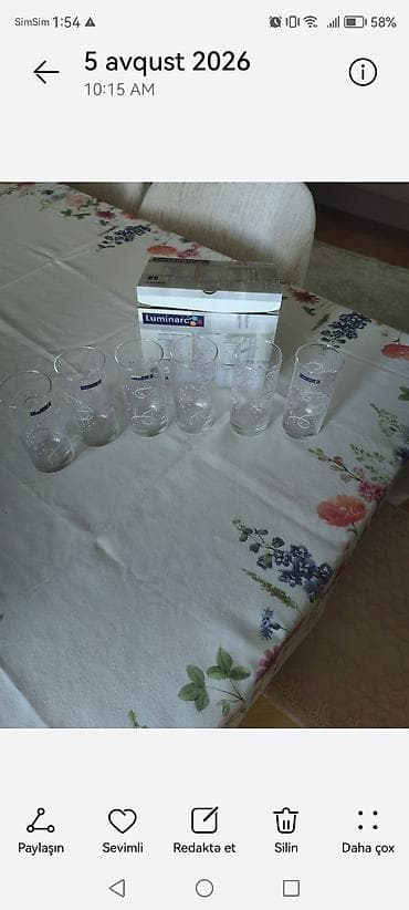set qablari: Stəkanlar, rəng - Ağ, Bərkidilmiş şüşə, 6 ədədli dəst, Fransa — 2