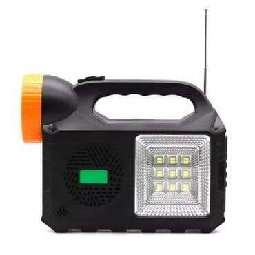 baş feneri: Günəş paneli ilə işləyən radio poverbank səsgücləndirici lampa hamısı — 4