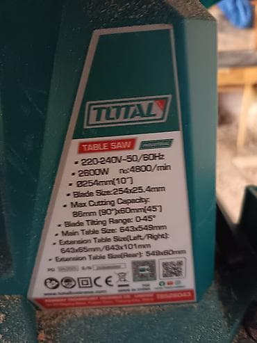 elektrik əl alətləri: Total stanok dülgər Industrial masa mişarı – 2600W 30 mart 2026 ci — 2