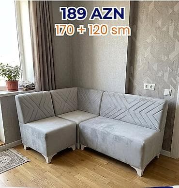 kreslo 170: Künc yumşaq mebel dəsti – 189 AZN - Ölçülər: 170 sm + 120 sm - — 1