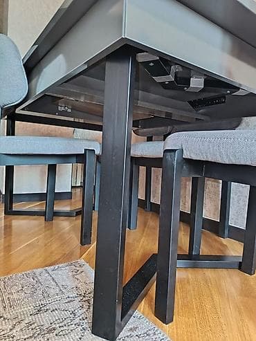 stul ofis: Müasir dizaynlı yemək masası və 4 ədəd stul dəsti - Masa: düzbucaqlı — 3