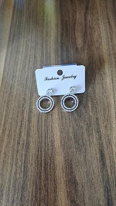 sallanan sirgalar: Parlaq daşlı dairəvi sırğalar - Dizayn: Yuxarı hissədə iri şəffaf — 2