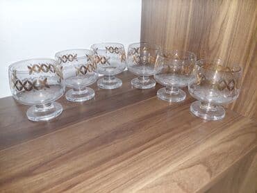 dest qab: Qədəhlər, rəng - Qızılı, Xrustal, 6 ədədli dəst, 250 ml, Çexiya — 3