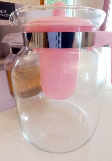 qədimi caynik: Yeni, rəng - Çəhrayı, Dəm caydanı, Şüşə, 1,5 bucket volume l — 4