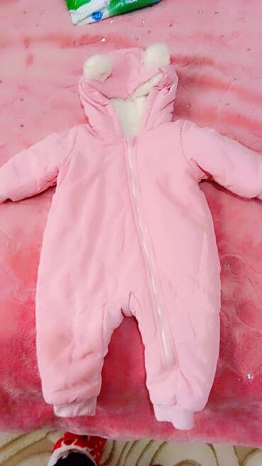 3D panellər: Uşaq üçün qışlıq kombinezon - Rəng: açıq çəhrayı - Model: kapüşonlu — 1