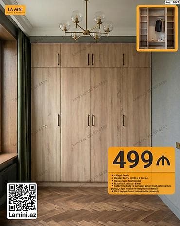 skaf: La Mini – 4 qapılı dolab - Kod: 11047 - Ölçü: Dərinlik 47 sm × — 1