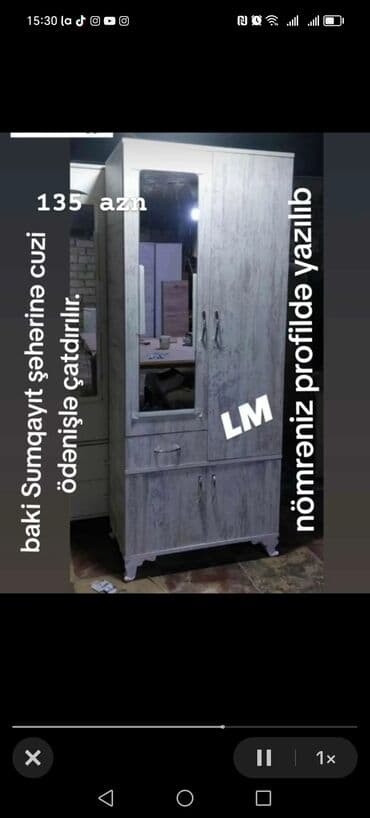 dsp laminat: Açılan, 2 qapılı Düz dolab, Qarderob, paltar dolabı — 5