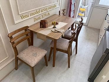 Mətbəx üçün, Yeni, Açılan, Dördbucaq masa, 6 stul — 2