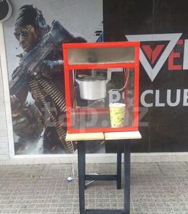 mini soba: Məhsul: Popkorn aparatı (elektrik) Təsvir: - Qırmızı karkaslı, şəffaf — 1