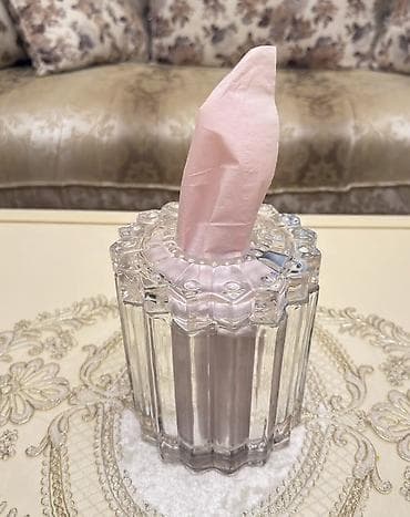 ofis aksesuarlari: Keyfiyyətli və möhkəm şüşə, hündür, qapaqlı dizayn salfet qabı — 3