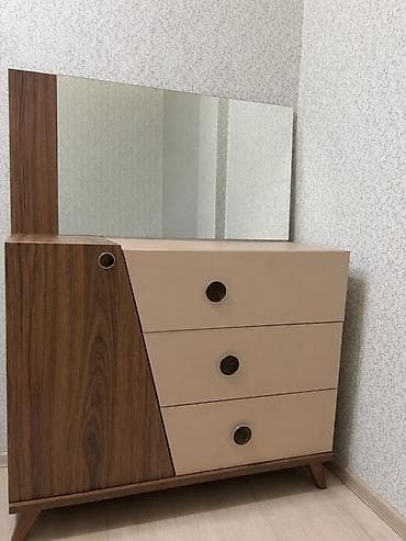 stendler: Mebel dəsti – TV stendi və konsol güzgü ilə - TV stendi: Açıq ağ-ağac — 2