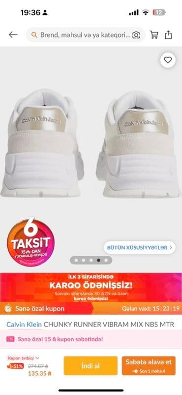 женские кеды сникерсы: Calvin Klein CHUNKY RUNNER VIBRAM MIX NBS MTR kişi/kadın krossovkası — 3