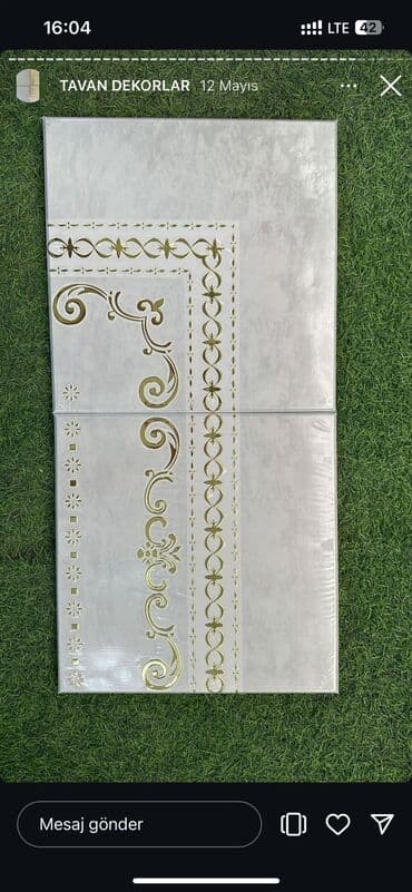 Tavan dekor panelləri – klassik qızılı naxışlı - Material: yüngül