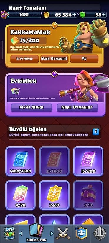 Clash Royale oyun hesabı. Hesabın əsas göstəriciləri: - Kral — 2
