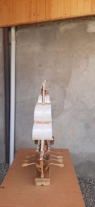 антикварные часы настенные: Taxta yelkənli gəmi maketi - Material: tamamilə ağacdan əl işidir; — 4