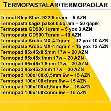 intel core i: Termopastalar və Termopadlar ⭐Termal Kley Stars-922 5 qram – 5 AZN — 2