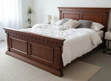 ткань бязь: Б/у, Двуспальная кровать, Без подьемного механизма, С матрасом, Без выдвижных ящиков — 2