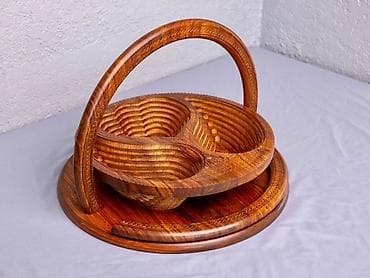 meyvə ağacları: Taxta üç bölməli qəlyanaltı səbəti - Material: tam ağacdan — 2