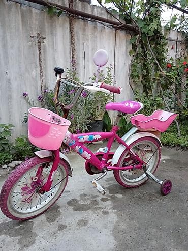 velosiped sepi: Uşaq velosipedi – 14 düym - Rəng: çəhrayı-ağ, çiçək naxışlı dizayn - — 1