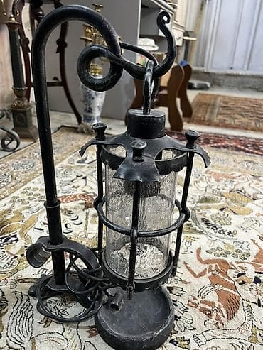 stol ustu lampa: Dəmir çərçivəli masa lampası – loft/retro tərz - Material: tam metal — 1