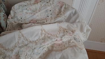 Подушки: Zərif naxışlı pərdə/örtük parçasi - Rəng: krem-ağ əsas fon - Dizayn — 1