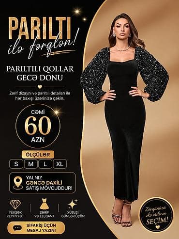 Şəxsi əşyalar: Parıltılı qollarla gecə donu - Rəng: qara - Dizayn: kvadrat yakalı — 1
