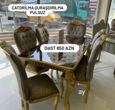 boyama seti: Qonaq otağı üçün, Yeni, Açılan, Oval masa, 6 stul — 9