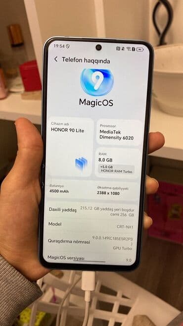 simsiz rabitə: Honor 9X Lite, 256 GB, rəng - Göy, Sensor, İki sim kartlı, Face ID — 6