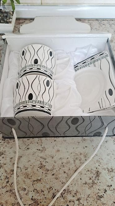 bosqab desti: Çay dəsti, rəng - Ağ, Keramika — 1