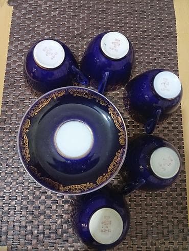 cay qabi: Çay dəsti, rəng - Mavi, Farfor, SSRİ — 3