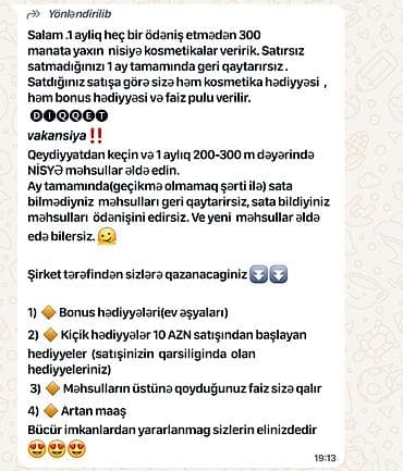 Satış meneceri tələb olunur, İstənilən yaş, Təcrübəsiz, Aylıq ödəniş lalafo.az -da Satış meneceri tələb olunur, İstənilən yaş, Təcrübəsiz, Aylıq ödəniş