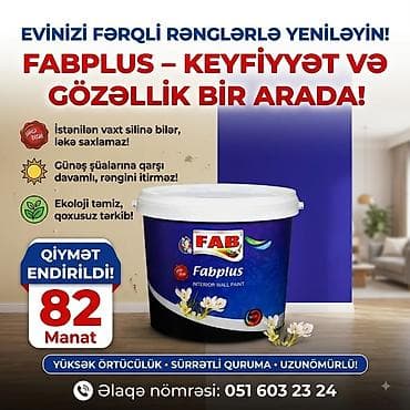 FAB boyaları – evinizi yeni rənglərlə yeniləmək üçün seçim! Fabplus