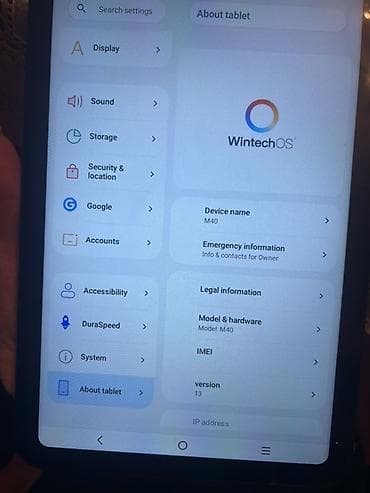 Планшеты: Planşet WintechOS – Model M40 Əsas xüsusiyyətlər: - Əməliyyat — 1