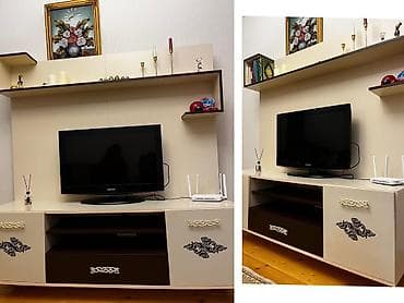 Düz TV altlığı, Polkalı, Laminat