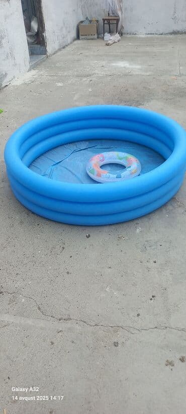 надувной бассейн купить в баку: Mavi rəngli, şişmə baza ilə dizayn edilmiş bu dairəvi hovuz, uşaqlar — 3