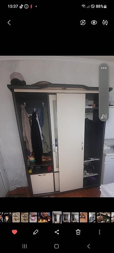 parça skaf: 3 qapılı, Güzgülü, Bej, Taxta, Kupe, Düz dolab — 3