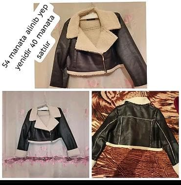 ziyafet geyim: Qadın geyimləri paketi 1) Qısa süni dəri kurtka – içi ağ süni qoyun — 1