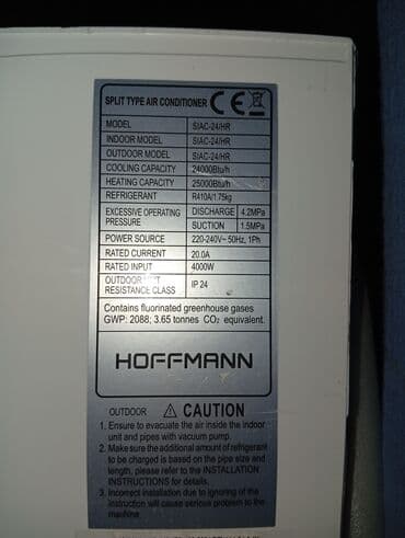 kondisioner hoffmann: 4eded kondisoner qazları var usta tərəfindən sökülübler.24000 btu — 6