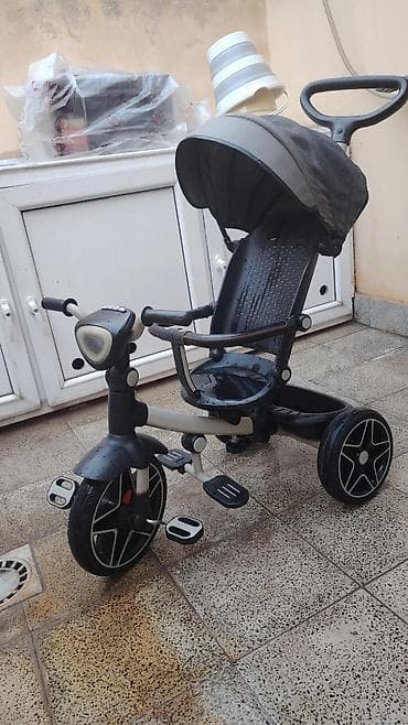 Uşaq üçün 3 təkərli velosiped-araba - Rəng: qara-boz - Günəşlikli — 2