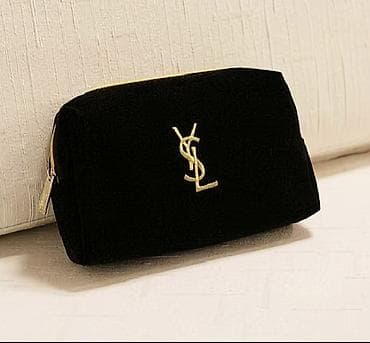 kosmetika üçün çantalar: Qara rəngli kosmetik/aksessuar çantası - Material: yumşaq məxməri — 1