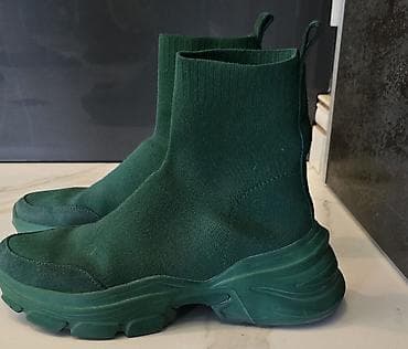 yarım boğaz çəkmə: Məhsul: ZARA yaşıl rəngli “sock boot” tipli ayaqqabı/çizgi - Rəng — 2