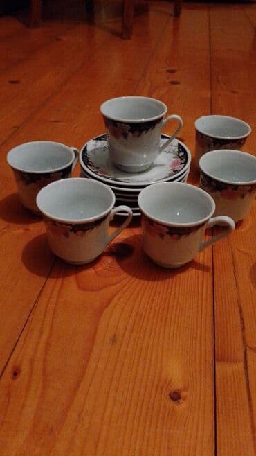 qab desdi: Çay dəsti, rəng - Qızılı, Farfor, 6 nəfərlik — 1