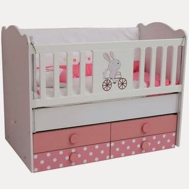 Колыбели: Для девочки и мальчика, Четырехугольная, Колыбель, Без бортиков, Без матраса, С механизмом качания — 1