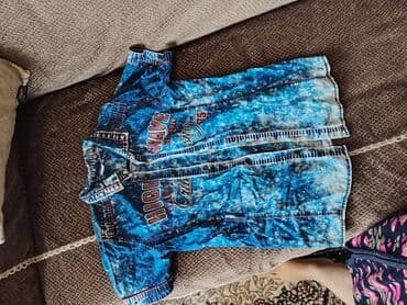 детские джинсовые вещи: Uşaq üçün cins köynək (qoltuqaltı düyməli). - Rəng və dizayn — 1