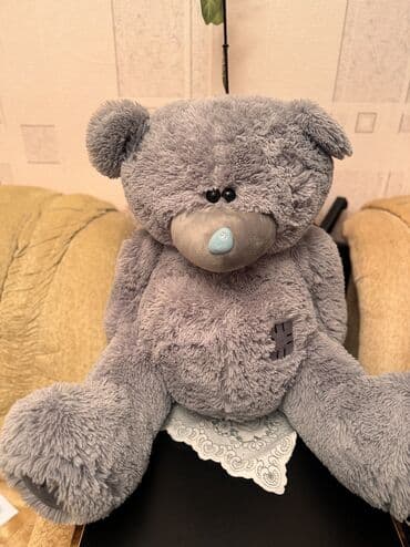 tısbağa yumşaq oyuncaqlar: Böyük ölçülü, boz rəngli plyuş ayıcığ. - Yumşaq, sıx tüklü — 3